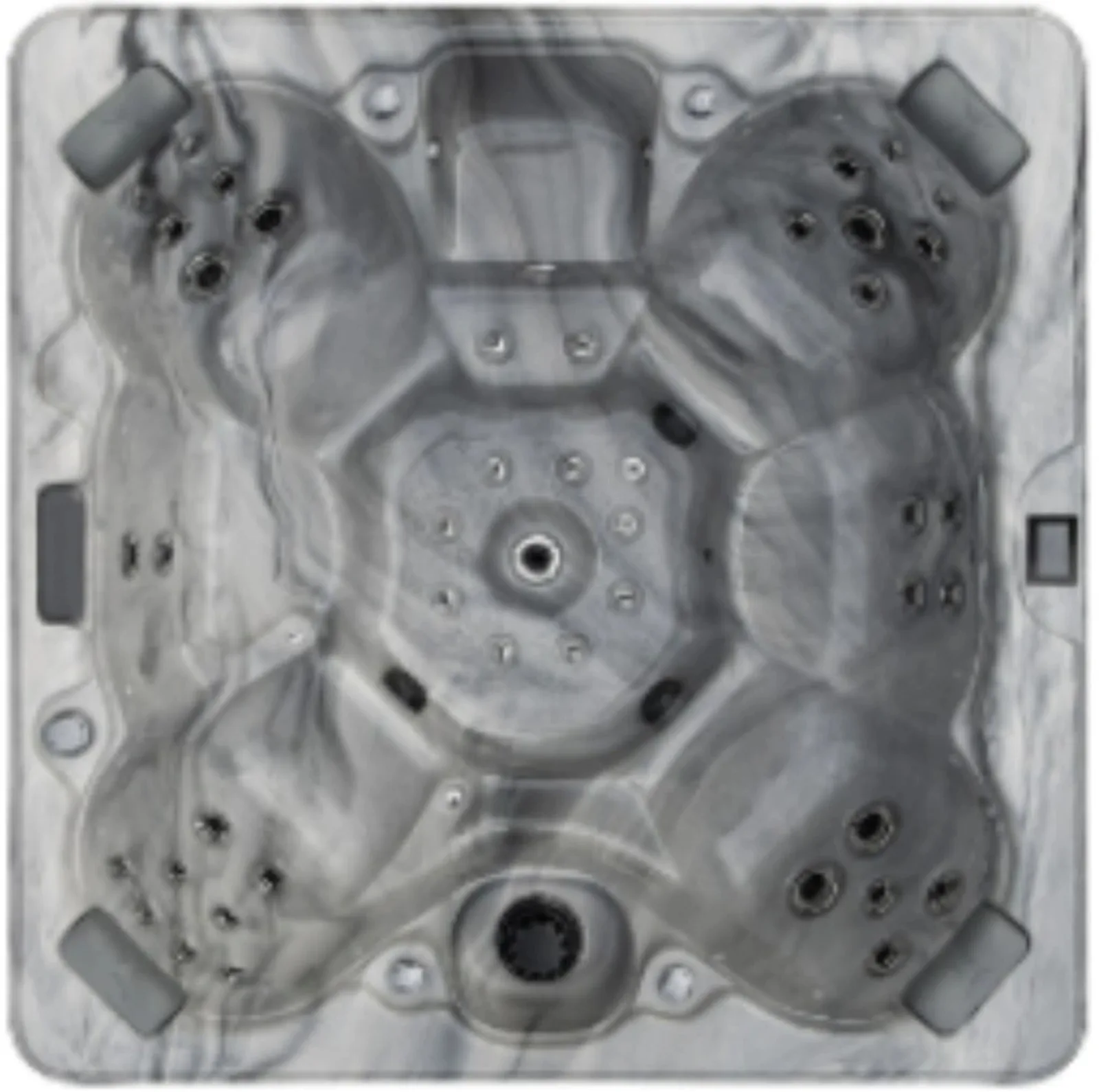 Overhead view of the Key West hot tub shell with seven seats and 46 jets